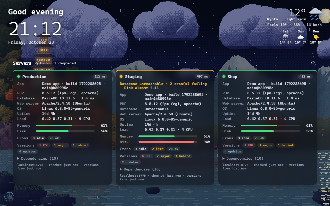 Autumn night, with the server board